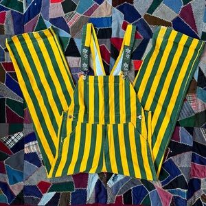 Game Bib Striped Green and Yellow Overalls
